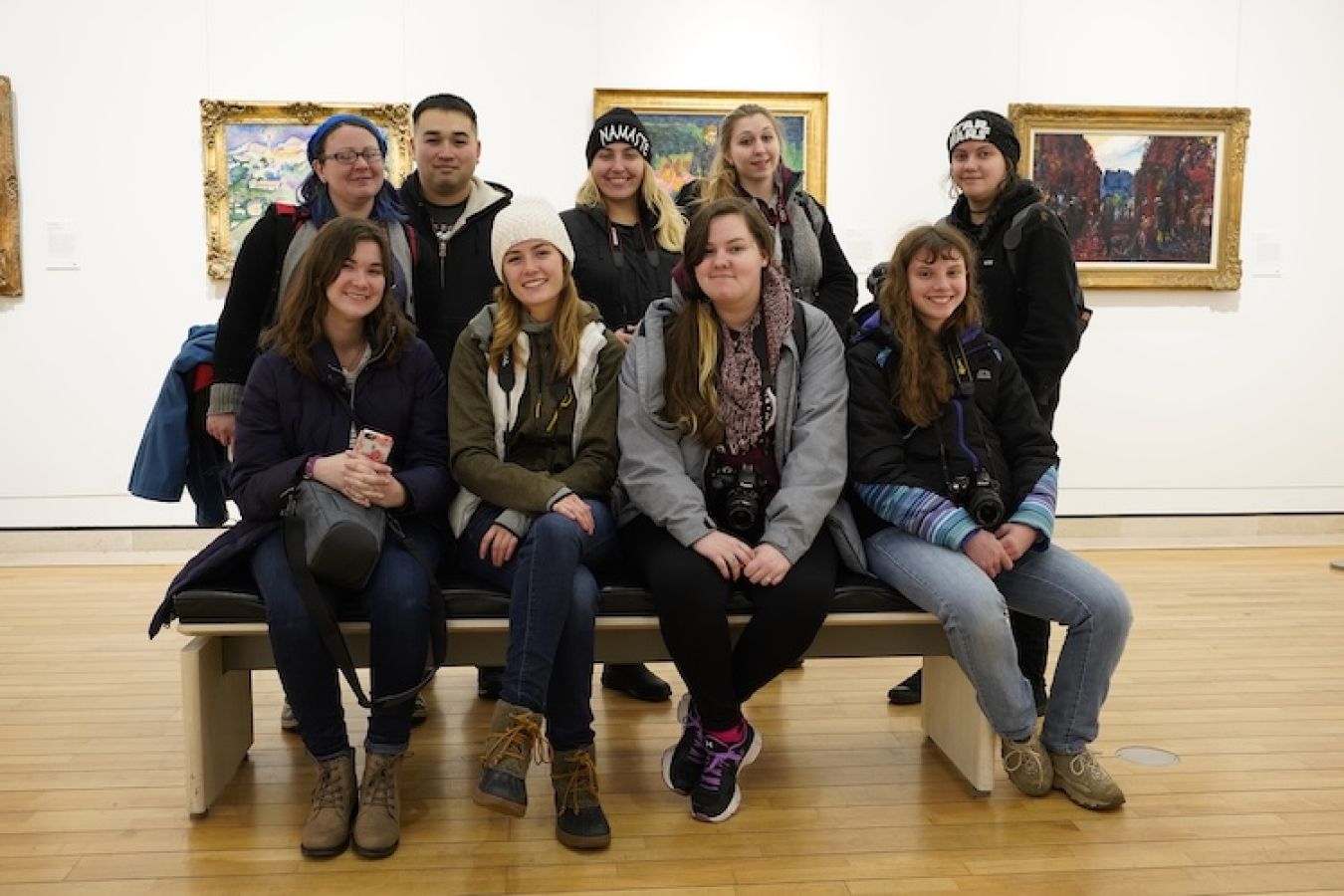Students at an art gallery