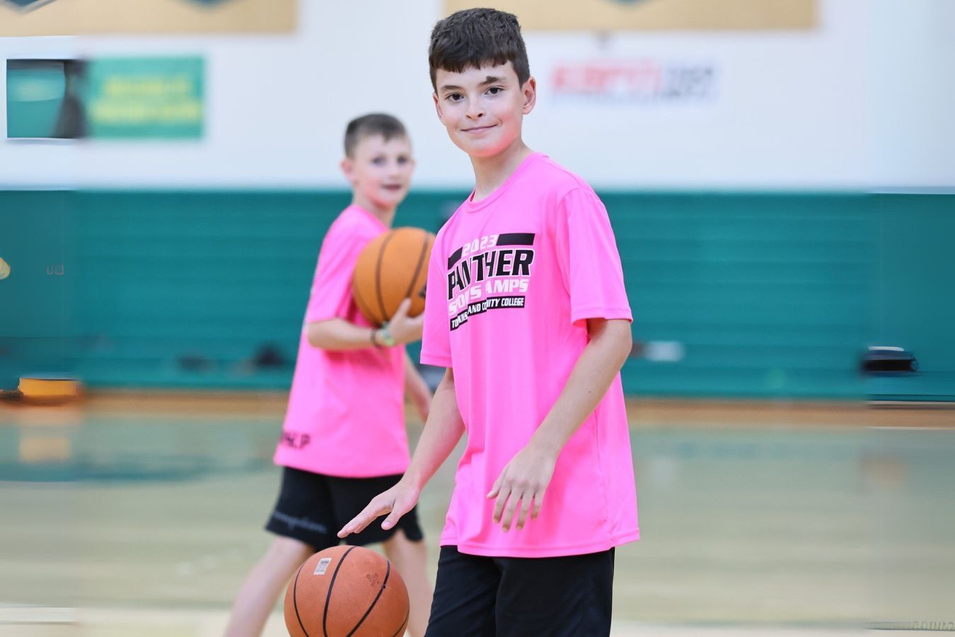 summer campers with basketballs